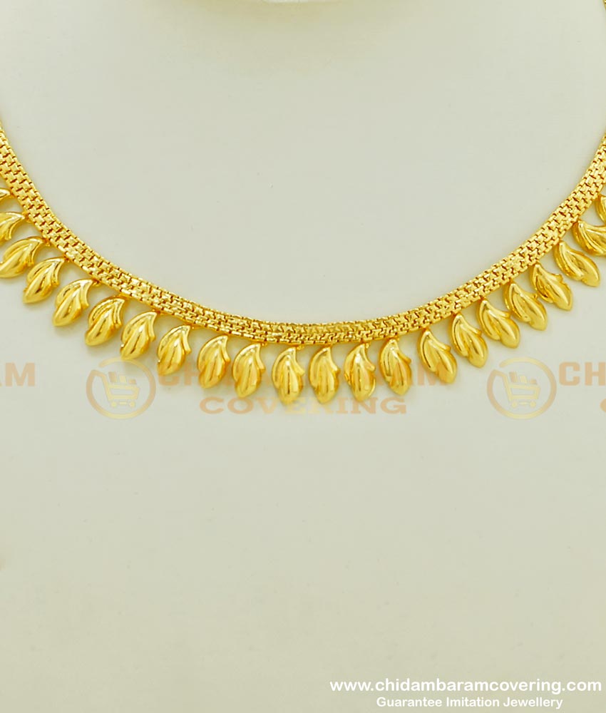 NLC392 - Gold Design Bridal Wear Gold Plated Leaf Design Necklace Guaranteed Jewellery