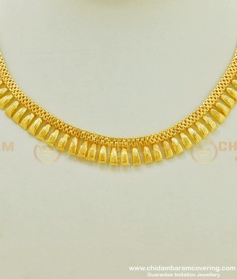NLC393 - Indian Bridal Jewellery Unique Design Pure Gold Plated Plain Necklace At Low Price Online 