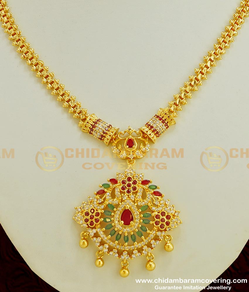 NLC395 - Trendy Collection One Gram Gold High Quality AD Stone Designer Necklace Online