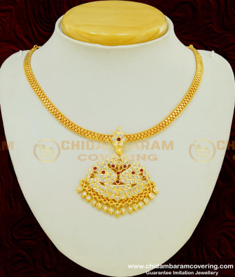 NLC402 - Traditional Design Impon Double Side Swan Big Dollar Attigai Necklace Micro Plated Impon Jewellery 
