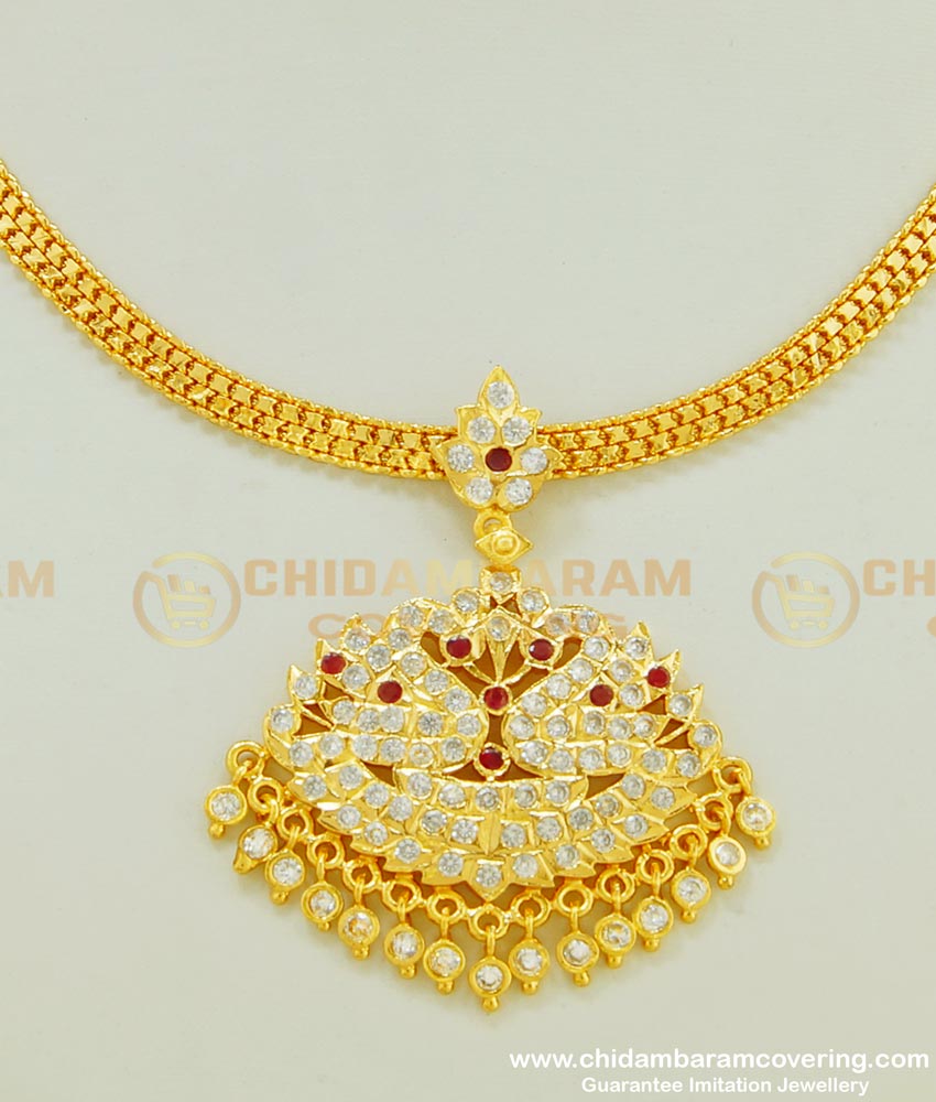 NLC402 - Traditional Design Impon Double Side Swan Big Dollar Attigai Necklace Micro Plated Impon Jewellery 