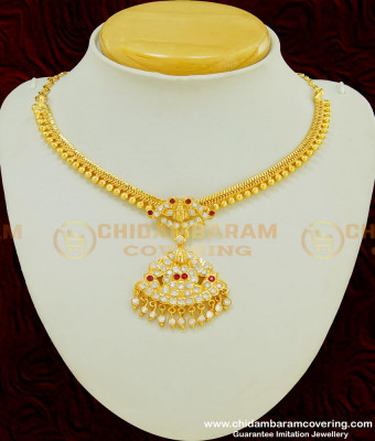 NLC403 - New Model Gati Metal Lakshmi Dollar Stone Impon Attigai Bridal Impon Necklace 