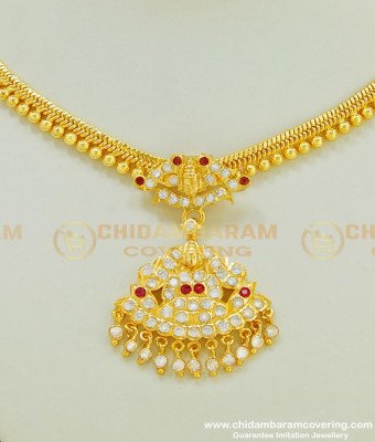 NLC403 - New Model Gati Metal Lakshmi Dollar Stone Impon Attigai Bridal Impon Necklace 