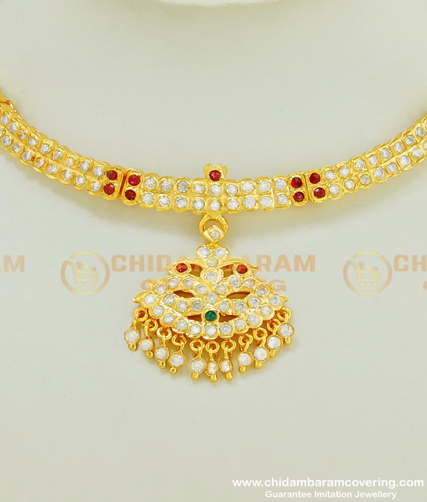 NLC405 - Traditional Impon Gold Attigai Peacock Design Chidambaram Covering Old Model Attigai Collection
