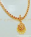 NLC409 - Beautiful First Quality Full Ruby Stone Attigai With Earring Necklace Set Micro Plated Jewellery