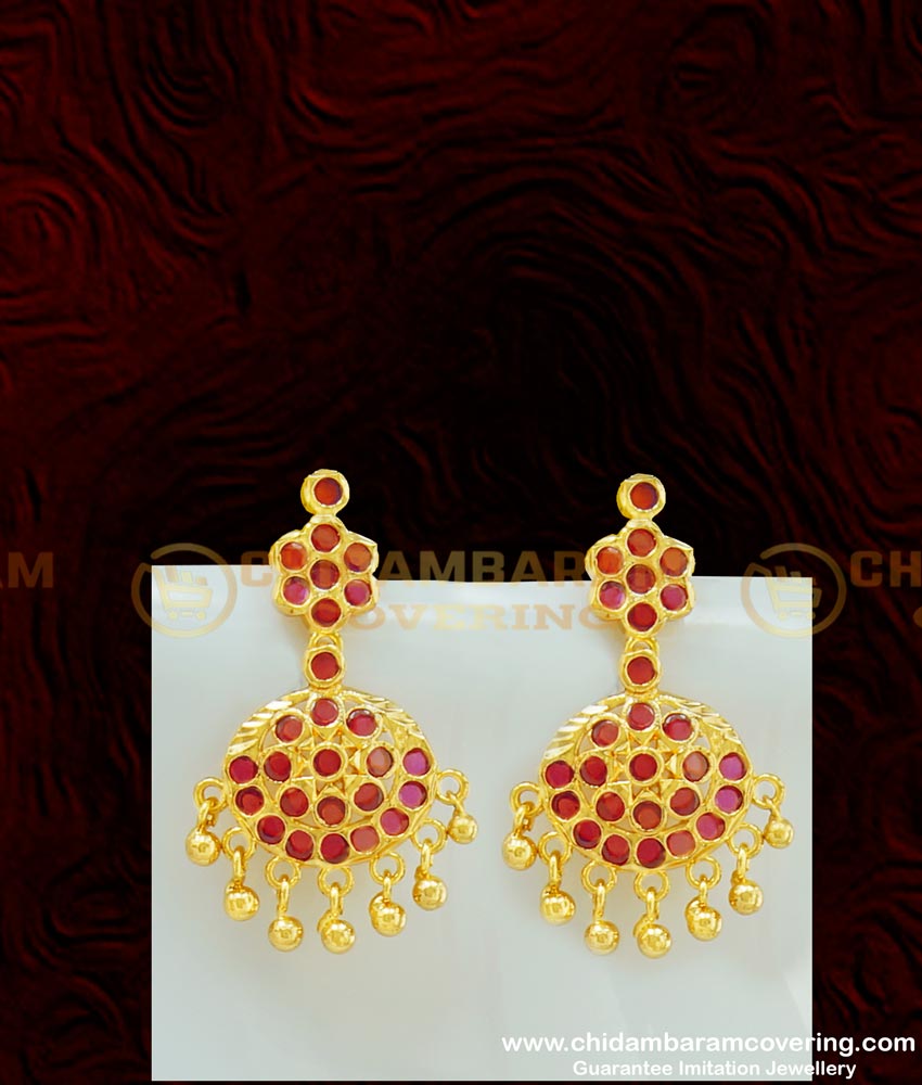 NLC409 - Beautiful First Quality Full Ruby Stone Attigai With Earring Necklace Set Micro Plated Jewellery