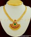 NLC411 - Real Gold Design Bridal Wear First Quality Attractive Impon Ruby Emerald Big Dollar Attigai Necklace Online