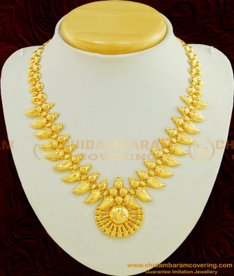 NLC421 - Kerala Gold Inspired Light Weight Necklace Bridal Jewelry for wedding