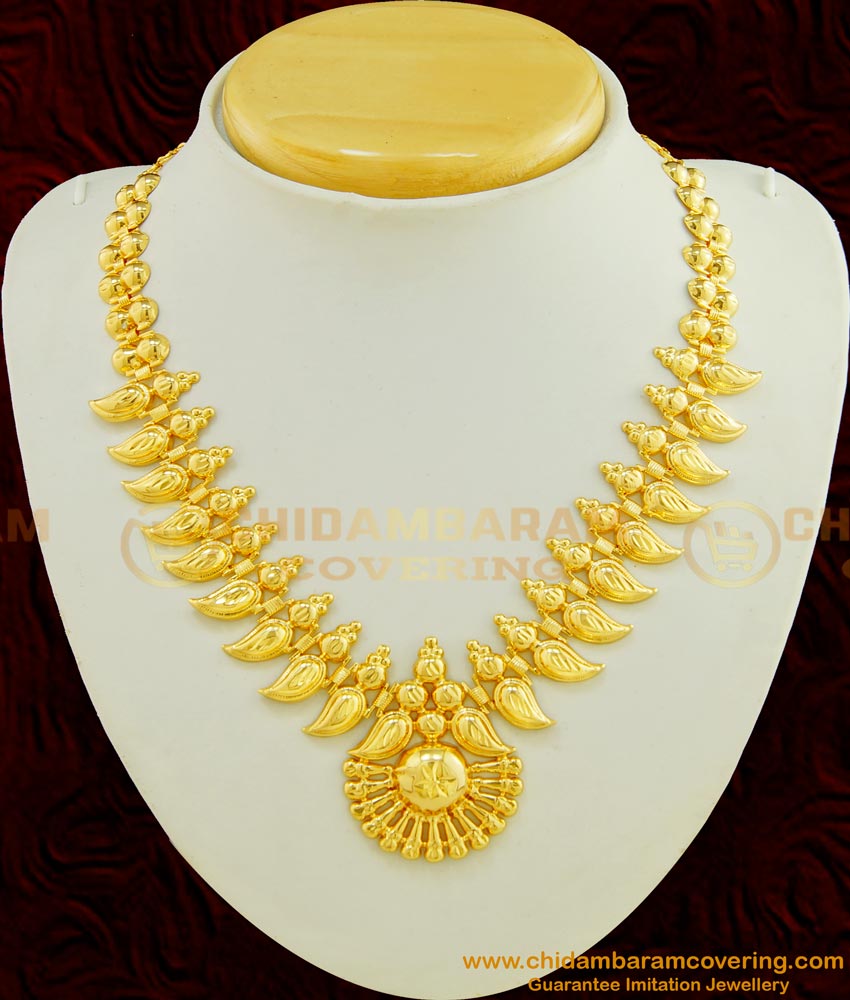 NLC421 - Kerala Gold Inspired Light Weight Necklace Bridal Jewelry for wedding