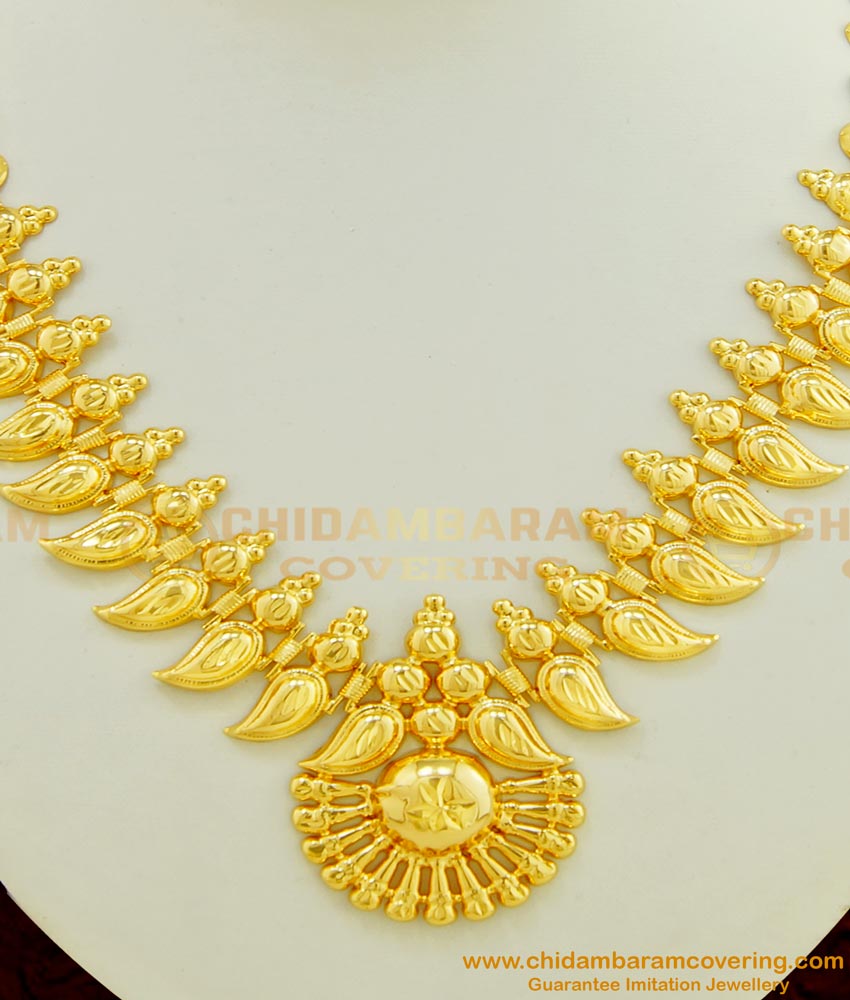 NLC421 - Kerala Gold Inspired Light Weight Necklace Bridal Jewelry for wedding