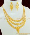NLC426 - Grand Gold Look Bridal Wear Gold Forming Three Layer Necklace and Earring Set Buy Online
