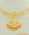 NLC430 - Latest Design Impon Full White Stone Real Gold Design Attigai Necklace for Wedding