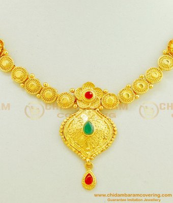 NLC433 - Modern Indian Fashion Gold Plated Forming Necklace With Earring Imitation Jewellery 