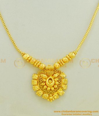 NLC444 - Latest Simple Gold Short Chain Designer Pendant Necklace Designs 