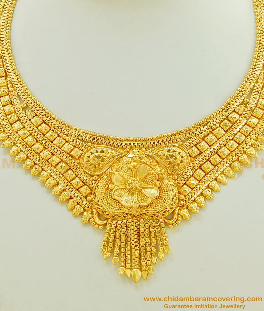 NLC446 - Traditional Design One Gram Gold Plated Necklace Design Buy Online