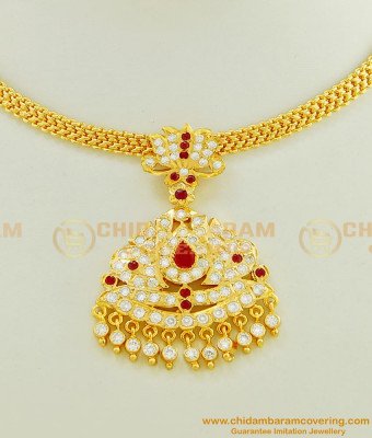 NLC453 - Attractive Bridal Wear Impon Big Pendant Attigai Necklace Buy Online