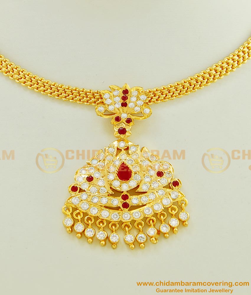 NLC453 - Attractive Bridal Wear Impon Big Pendant Attigai Necklace Buy Online