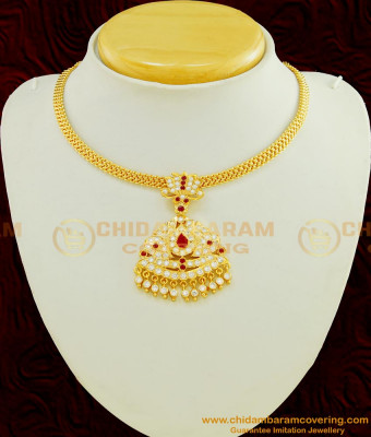 NLC453 - Attractive Bridal Wear Impon Big Pendant Attigai Necklace Buy Online