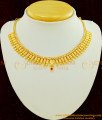 NLC456 - Elegant Kerala Style Party Wear Gold Plated Ruby Stone Short Necklace Design