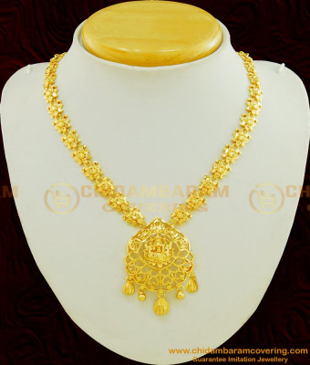 NLC457 - Traditional One Gram Gold Lakshmi Devi Gold Design Necklace for Wedding