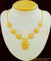 NLC458 - Attractive Gold Plated Kerala Net Flower Design Plain Necklace Imitation Jewellery