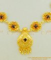 NLC459 - Unique Party Wear Ruby Stone Flower Design Short Necklace for Women