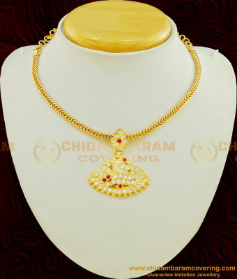 NLC469 - Impon Peacock Design Geti Metal Stone Attigai Necklace Gold Plated Attigai Collections 