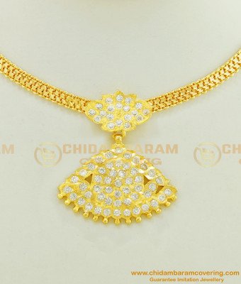 NLC473 - Stunning Gold Full White Stone Attigai Necklace Buy Indian Jewellery Collections Online
