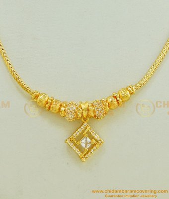 NLC484 - Latest Collection First Quality American Diamond Simple Roll Chain Necklace Online