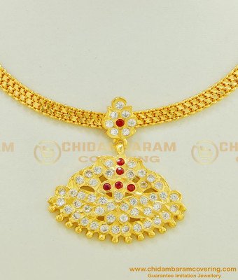 NLC487 - South Indian Style Impon Attigai Necklace One Gram Gold Five Metal Jewellery Online