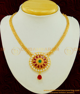 NLC488 - Latest High Quality One Gram Gold Party Wear American Diamond Necklace Online