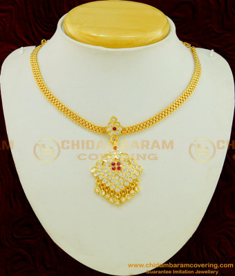 NLC490 - Latest Micro Gold Plated Impon Stone Attigai Necklace Imitation Jewellery Online