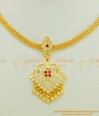 NLC490 - Latest Micro Gold Plated Impon Stone Attigai Necklace Imitation Jewellery Online