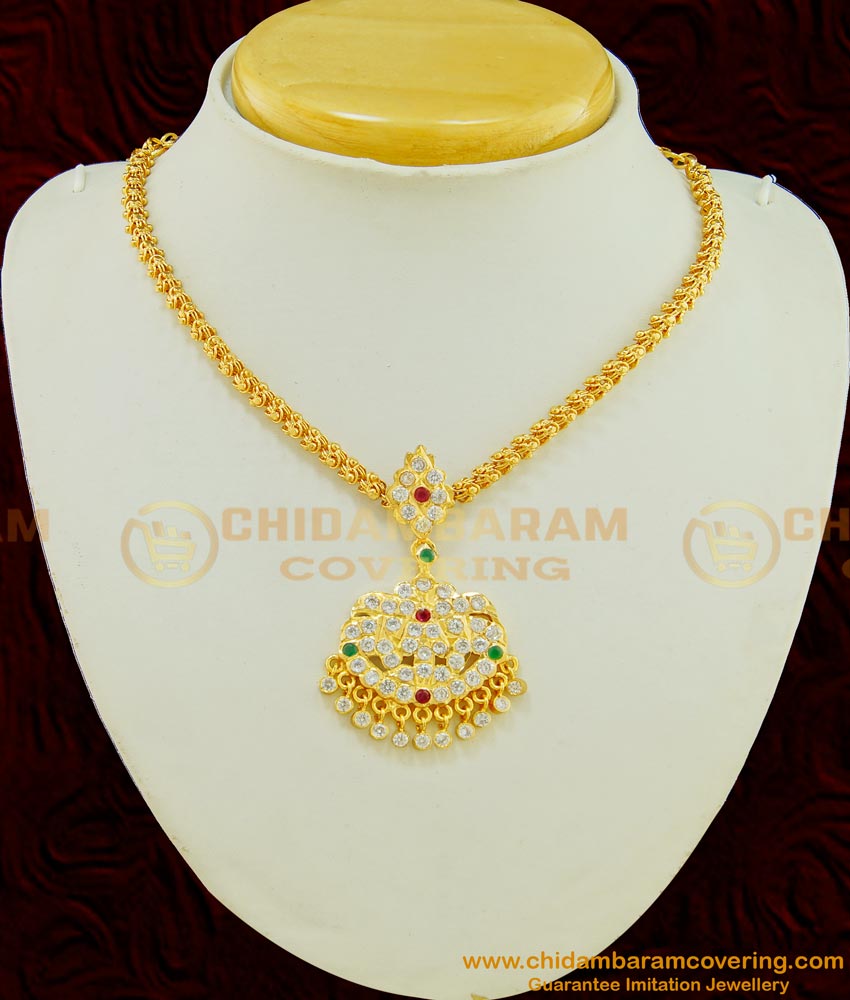 NLC492 - New Multi Stone Peacock Design Five Metal Attigai South Indian Jewellery 