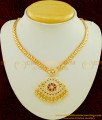 NLC496 - Beautiful Design Ad Stone Big Dollar Impon Attigai Necklace Online