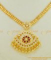 NLC496 - Beautiful Design Ad Stone Big Dollar Impon Attigai Necklace Online
