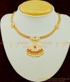 NLC510 - Thick Metal Flower Stone Attigai Design Guarantee Necklace Buy Online