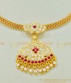NLC510 - Thick Metal Flower Stone Attigai Design Guarantee Necklace Buy Online