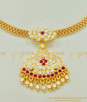NLC510 - Thick Metal Flower Stone Attigai Design Guarantee Necklace Buy Online
