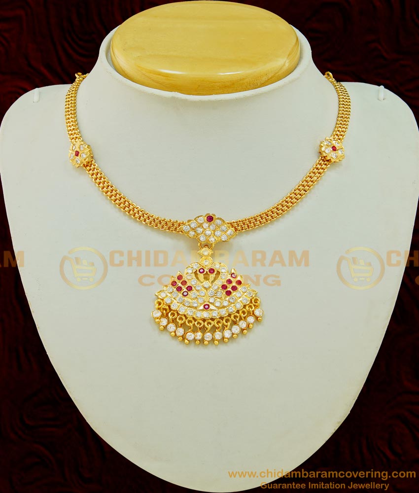 NLC511 - Traditional Design Impon Double Side Swan Dollar Attigai Necklace Micro Plated Impon Jewellery