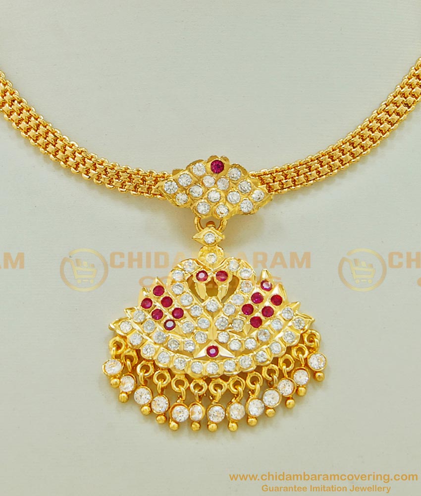 NLC511 - Traditional Design Impon Double Side Swan Dollar Attigai Necklace Micro Plated Impon Jewellery