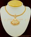 NLC513 - Gold Plated Impon Multi Stone Dollar Necklace Traditional Attigai for Women