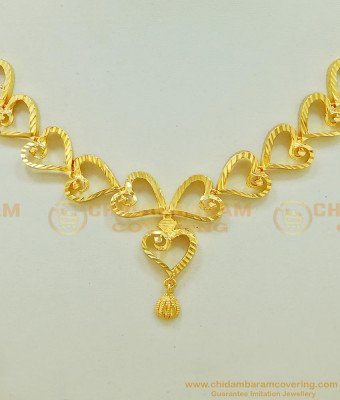 NLC517 - Latest One Gram Gold Simple Gold Casting Necklace Design for Ladies  