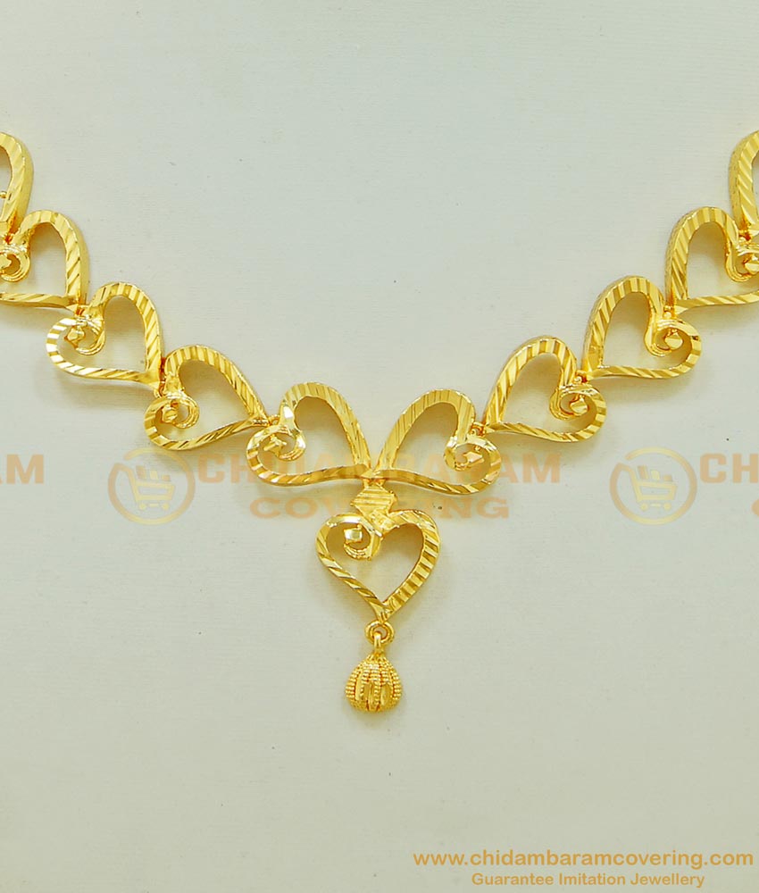 NLC517 - Latest One Gram Gold Simple Gold Casting Necklace Design for Ladies  