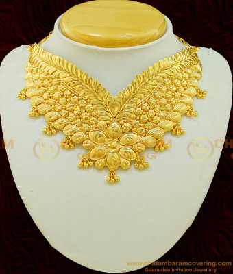NLC518 - Modern Simple Gold Choker Necklace Design Gold Plated Bridal Choker Necklace Online 