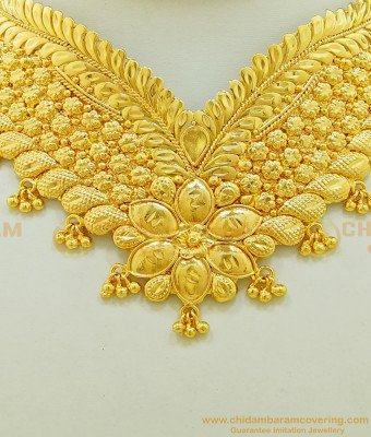 NLC518 - Modern Simple Gold Choker Necklace Design Gold Plated Bridal Choker Necklace Online 