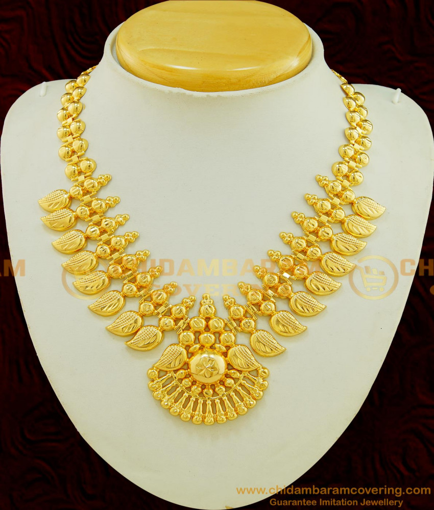 NLC521 - Gold Inspired Light Weight Mango Design Kerala Necklace Bridal Jewelry for Wedding