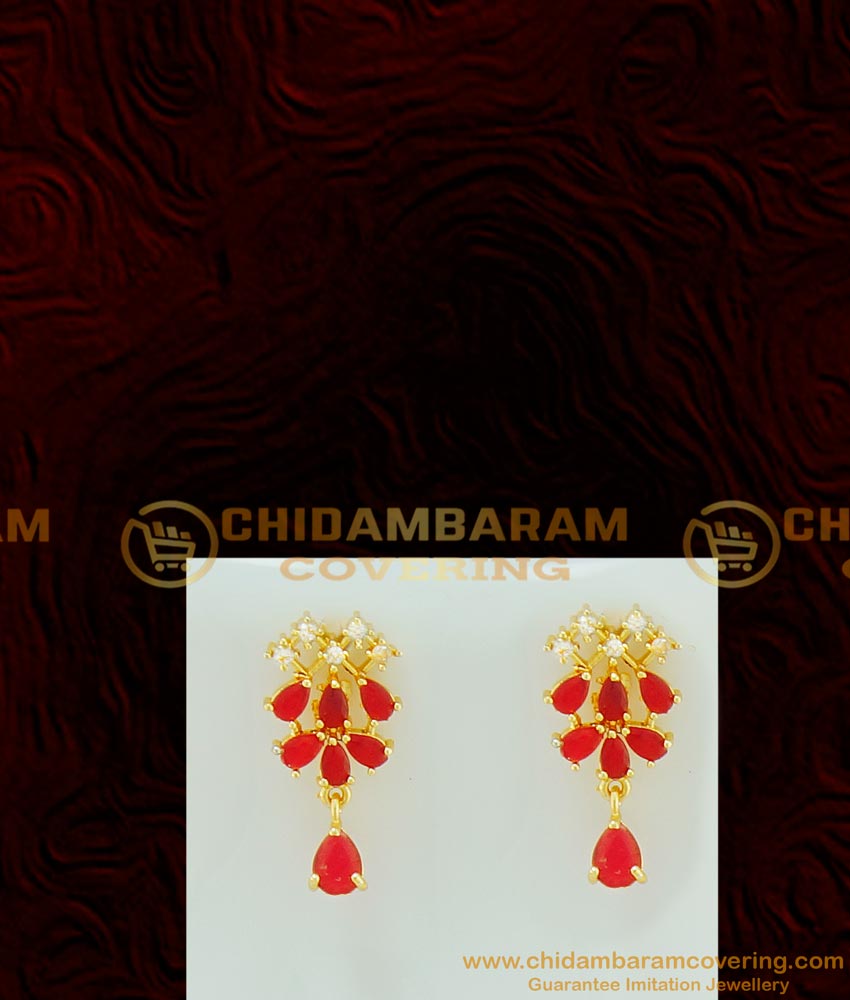 NLC524 - New Arrival Chidambaram Covering Light Weight Ruby Gold Necklace Design with Cute Earring Set for Ladies  