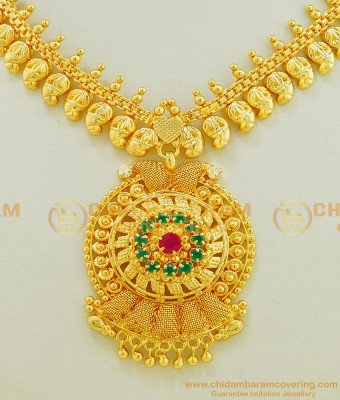 NLC529 - Attractive Mango Necklace Gold Plated Bridal Stone Necklace Designs for Wedding