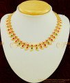 NLC531 - Latest High Quality Gold Plated Ruby Emerald Mango Design Necklace Kerala Jewellery Online
